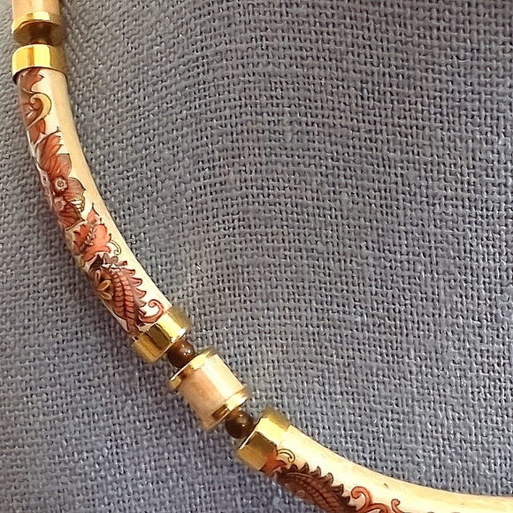 Vintage Japan Hand Painted  Porcelain Beaded Choker Necklace - Picture 11 of 12